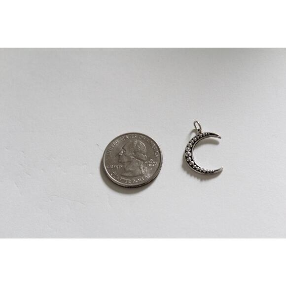 Sterling Silver Unique Crescent Moon Pendant, Crescent Moon Charm - Picture 4 of 8